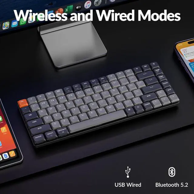 Alt view image 3 of 7 - Keychron K3 Version 3 Low Profile Wireless Mechanical Keyboard, 75% Layout QMK Programmable Bluetooth 5.2/Wired, White Backlit with Shine-Through Keycaps for Mac Windows Linux