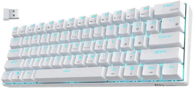Main image of RK61 Wireless 60% Mechanical Gaming Keyboard, Ultra-Compact 60 Keys Bluetooth Mechanical Keyboard with Programmable Software (Blue Switch, White)