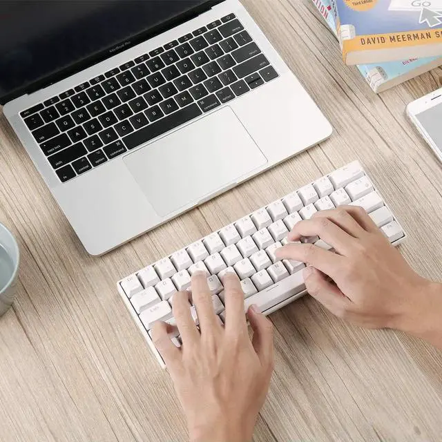 Alt view image 7 of 7 - RK61 Wireless 60% Mechanical Gaming Keyboard, Ultra-Compact 60 Keys Bluetooth Mechanical Keyboard with Programmable Software (Blue Switch, White)