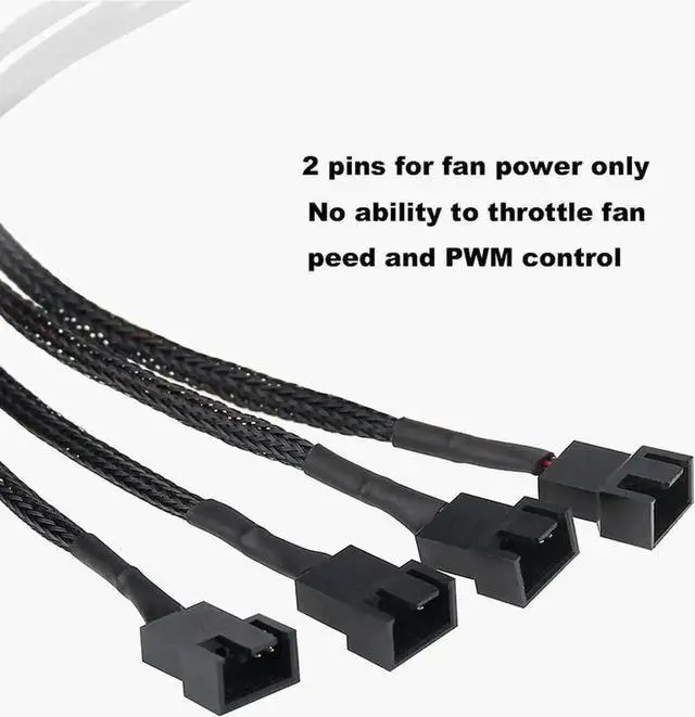 Alt view image 2 of 6 - Molex to 3 Pin 4 Pin Fan Sleeved Power Splitter Cable Adapter,Molex LP4 to 4 x TX3 / TX4 (PWM) 12V PC Case Fan Cooler Y Splitter Power Extension Cord - 10 Inch,Black