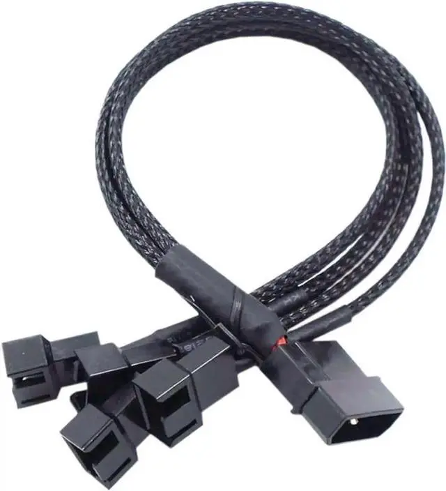 Alt view image 4 of 6 - Molex to 3 Pin 4 Pin Fan Sleeved Power Splitter Cable Adapter,Molex LP4 to 4 x TX3 / TX4 (PWM) 12V PC Case Fan Cooler Y Splitter Power Extension Cord - 10 Inch,Black