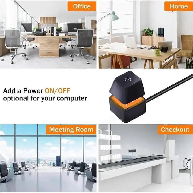 Alt view image 4 of 6 - Desktop Computer Power Switch ON/OFF Colorful Backlight Mechanical Shaft Key External Remote Start PC Motherboard Reset Button