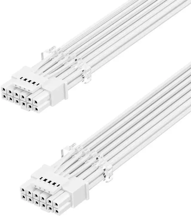 Main image of 16pin GPU Power Cable - 70cm PCI-e 5.0 12VHPWR 600W 12+4 Male to Male 12V-2x6 PSU Sleeved Cable for RTX 3090Ti 4070 Ti 4080 4090 5090 5080 5070 5070Ti to ATX 3.0 Modular Power Supply (White)