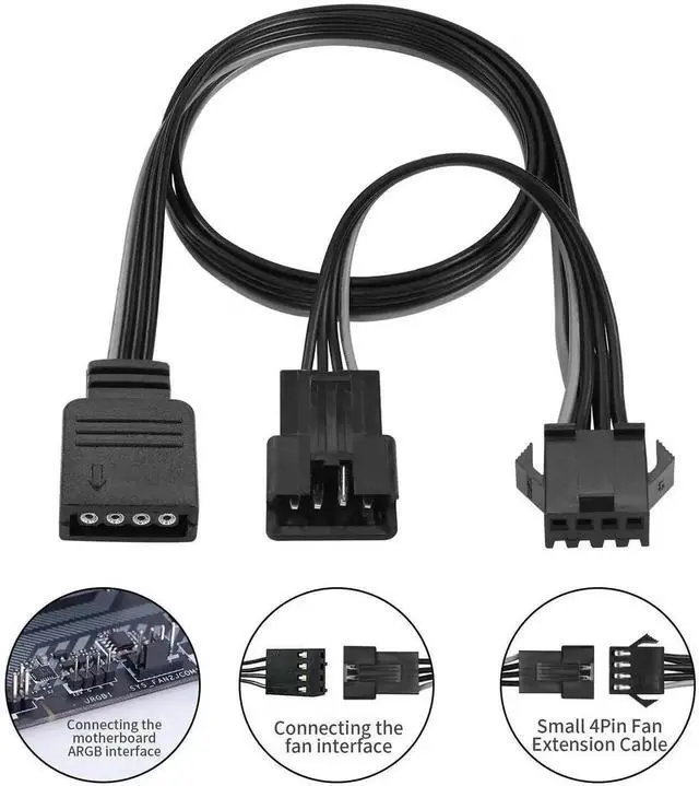 Alt view image 6 of 6 - 4 Pin RGB LED Splitter Cable 1.6FT/50CM 12V RGB 4 Pin Cable PWM RGB 4 Pin Adapter for Cases with Multi Colors RGB Control