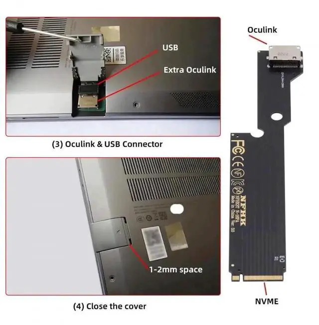 Alt view image 6 of 7 - CI-E 4.0 M.2 M-Key to Oculink SFF-8612 SFF-8611 Host Adapter for 2022-2023 ThinkBook 16+ External Graphics Card & SSD