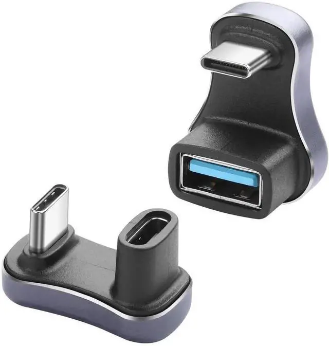 Main image of 2Pack U Shape USB C Adapter USB 3.1/3.2 180 Degree 140W Data 10/20Gbps Charge Connector for Laptops/Phone/Tablet(USB A to C+USB C to C)