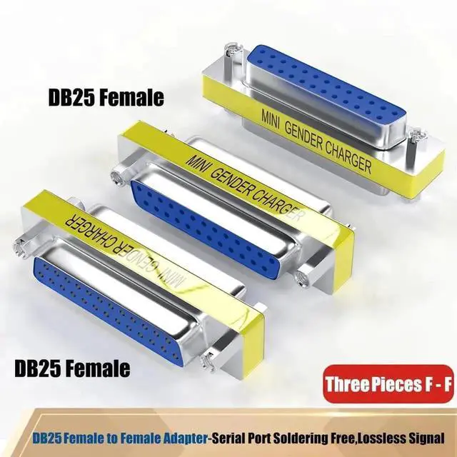 Alt view image 2 of 6 - 6-Pack DB25 25Pin Female to Female Male to Male Mini Gender Changer Coupler Adapter RS232 Serial Cable Connector