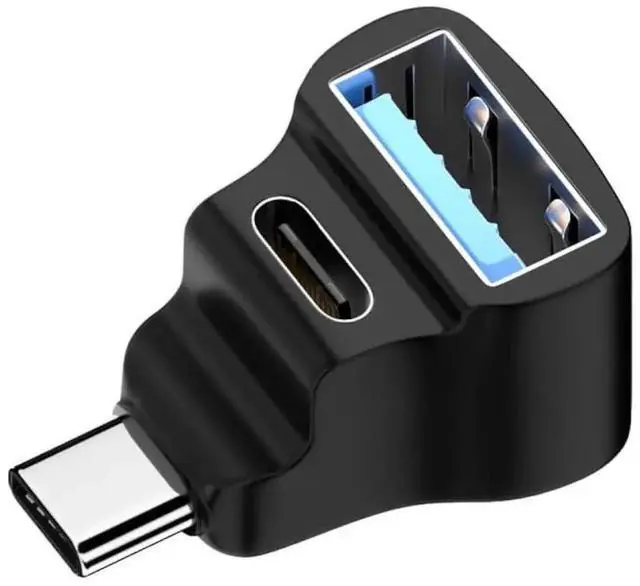 Alt view image 7 of 7 - Adapter 10Gbps USB3.0 Type C Male to Dual Type-A OTG & Type-C Female Power Data Splitter Adapter Angled Compatible with Steam Deck Laptop