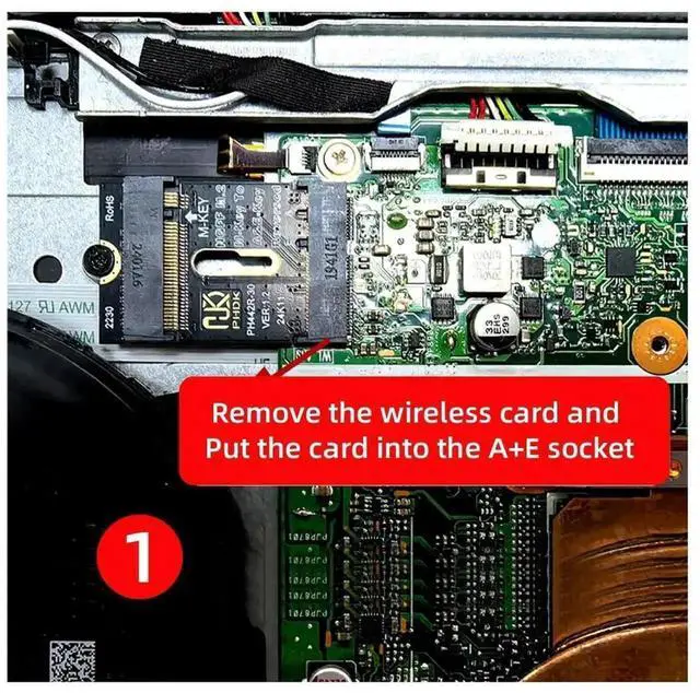 Alt view image 2 of 7 - Card 2230 NGFF A+E-Key Male to NVME M-Key Female Extension PCI-E 4.0 Adapter with Bracket for Laptop Mainboard SSD 2280