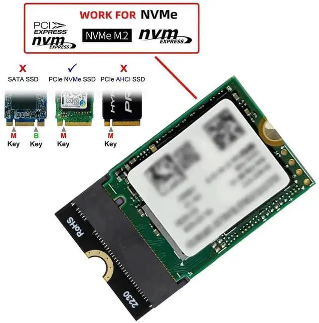 Alt view image 4 of 7 - Card 2230 NGFF A+E-Key Male to NVME M-Key Female Extension PCI-E 4.0 Adapter with Bracket for Laptop Mainboard SSD 2280