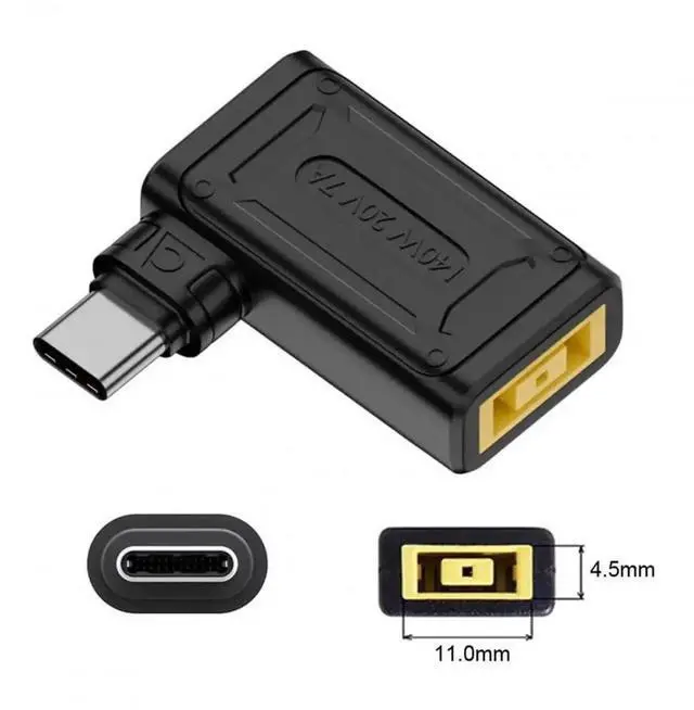 Alt view image 5 of 7 - Adapter 140W 100W Rectangle Jack Thinkpad X1 Input to USB-C Type-C Angled 90 Degree Power Plug Charge Adapter for Laptop Phone