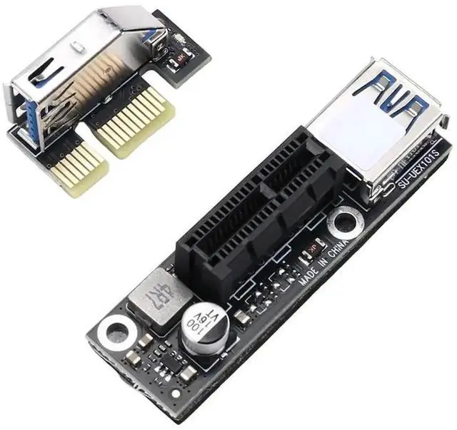 Alt view image 2 of 4 - PCI-E 1X To 1X Riser Extender USB 3.0 Cable Working For Motherboard PCI-E 3.0 X1 Slot For BTC Miner Antminer Mining