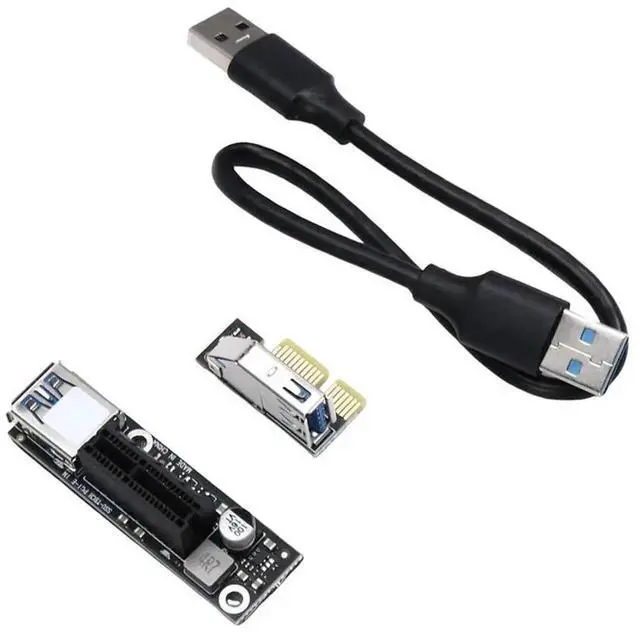 Alt view image 4 of 4 - PCI-E 1X To 1X Riser Extender USB 3.0 Cable Working For Motherboard PCI-E 3.0 X1 Slot For BTC Miner Antminer Mining