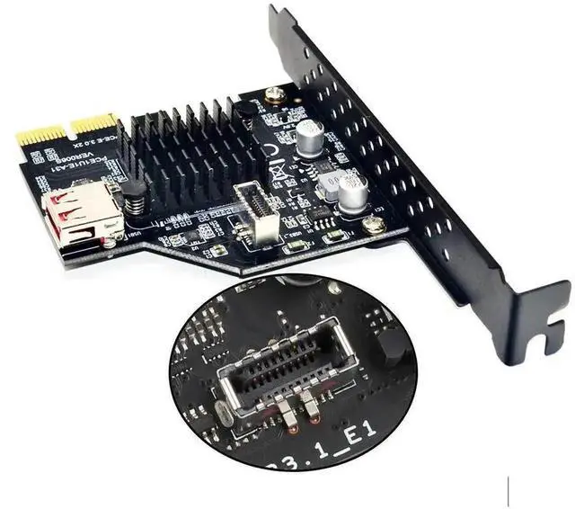 Alt view image 4 of 7 - Card USB 3.1 10Gbps Front Panel Type-E Socket & USB 2.0 480Mbps to PCI-E Express Adapter for Motherboard