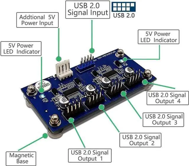 Alt view image 5 of 6 - 9pin USB Header Male 1 to 4 USB 2.0 Male Extension Cable Card Motherboard 9pin Header + SATA Power Magnetic Base for Desktop
Limited time offer, ends 11/14 By Smart cor