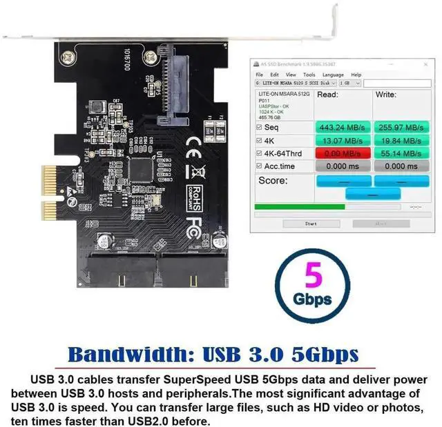 Main image of Card 5Gbps 19Pin 20Pin USB 3.0 Front Panel Header to PCI-E 1X Express Adapter for Computer Motherboard