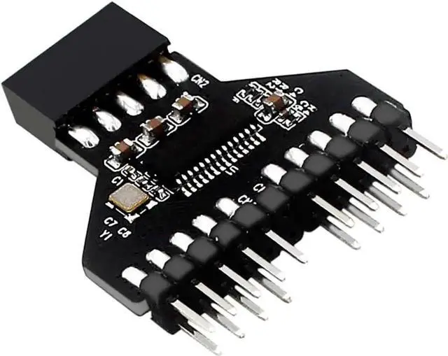 Main image of PH78 Motherboard USB2.0 9PIN 1 to 2 Expansion Adapter for Water-Cooled RGB Light Fan Speed Measurement