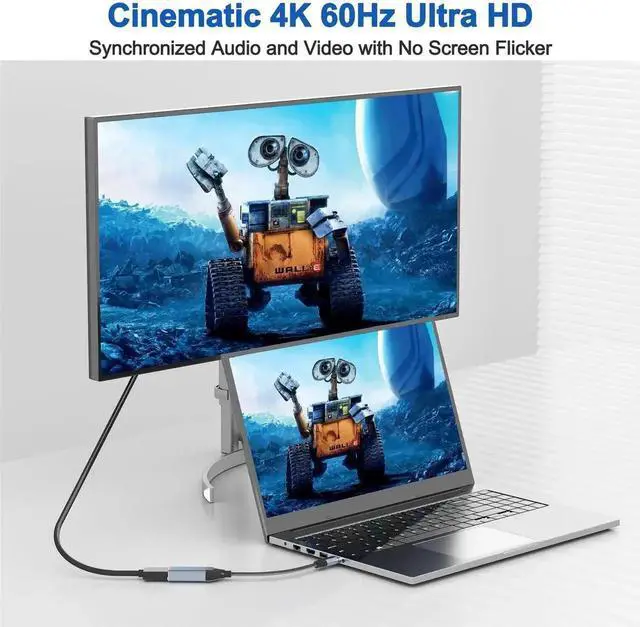 Alt view image 5 of 7 - USB C to HDMI Adapter 4K@60Hz, Thunderbolt Adapter, Type C HDMI Converter, USB-C Cable Converter, Compatible with Laptop MacBook Pro/Air, iPhone 15, Dell, HP, Pixelbook, Thinkpad, Surface, Etc(2 Pack)