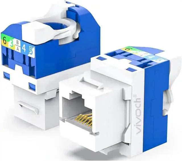 Alt view image 5 of 5 - 16 Pcs - Cat6 Keystone Jack, POE Cat6 RJ45 Keystone Jack Module Connector Network Coupler Ethernet Wall Jack No Punch Down Tool Required