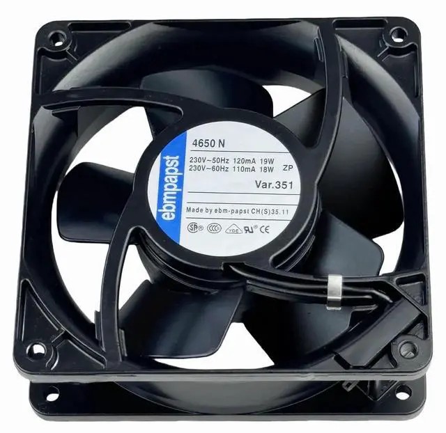 Main image of for ebmpapst Cooling Fan 4650N, All Metal High Temperature Resistant Axial Cooling Fan 2-Pin 120x120x38mm AC 230V 50/60Hz 0.12A