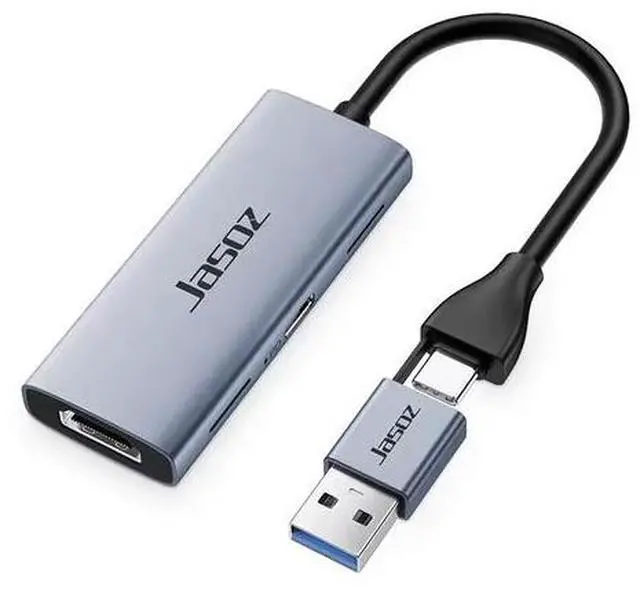 Main image of Jasoz USB 3.0/Type-C HDMI Video Capture Card, 4K 30Hz Input with 100W PD Power Delivery, Aluminum Alloy Body for Live Streaming, Gaming, Conference (Deep Space Grey)