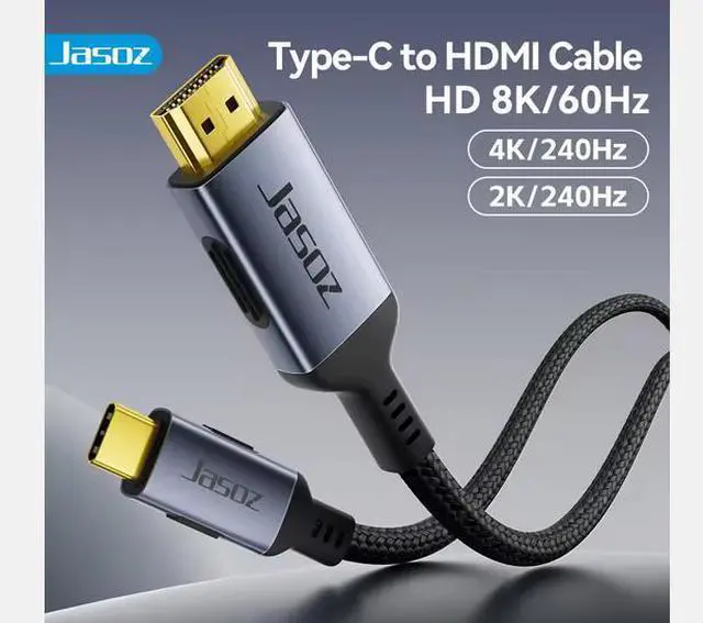 Main image of Jasoz 8K USB-C to HDMI Cable, 48Gbps High Speed Male to Male Cord with Aluminum Alloy Connector for Laptop, 8K Camera, HDTV, Home Theater & Projector 2M