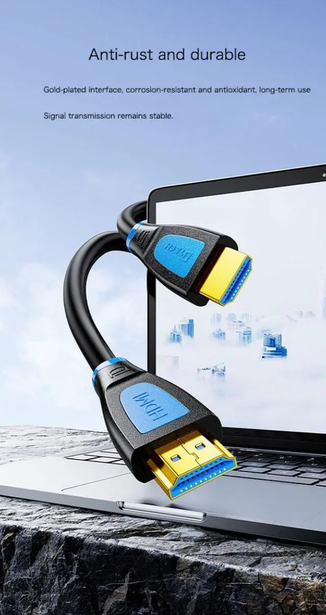 Alt view image 2 of 7 - DTECH HDMI 2.0 Cable 4K@60Hz, High Speed 18Gbps, Gold Plated Connectors, Braided Shield, for HDTV, Laptop, PC, Home Theater (0.5M-50M)