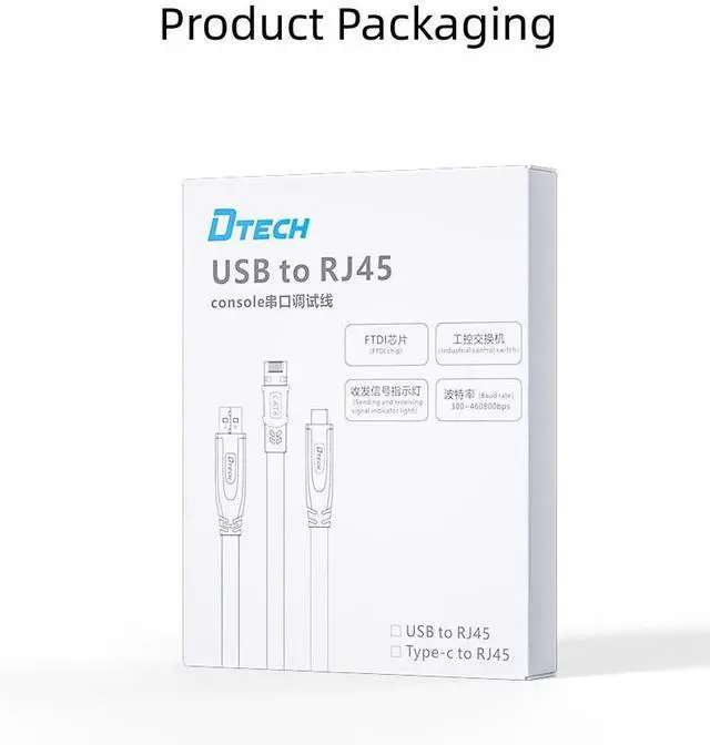 Alt view image 5 of 5 - DTECH USB-C to RJ45 Console Cable (IOT5045T) - 1.5M/3M Flat Serial Debugging Cable for Network Switches, Routers, Servers 1.5M USB-A
