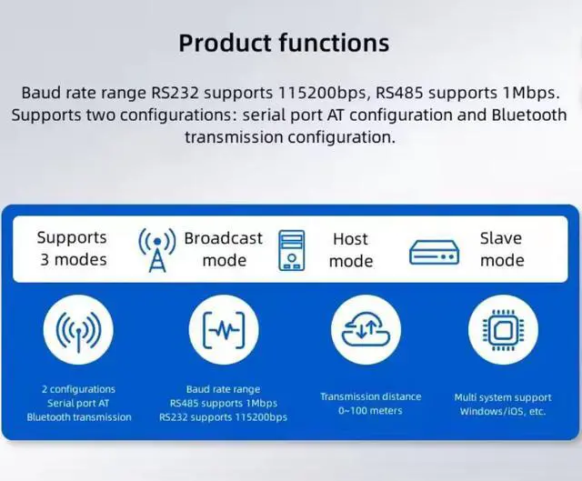 Alt view image 5 of 6 - DTECH IOT5064 Multi-Interface Bluetooth Serial Adapter - USB/RS232/485 to Wireless Converter, 100m Range RS232 serial port BT adapter