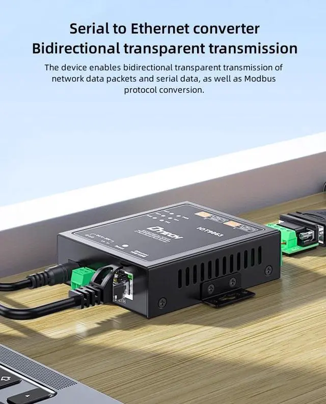 Alt view image 4 of 7 - DTECH IOT9063 Industrial 2-Port Serial to Ethernet Server - RS232/485 to TCP/IP Converter with Dual-Channel Support