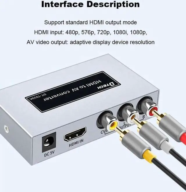 Alt view image 3 of 6 - Video Dtech Hdmi to RCA AV Adapter Converter 4K hdmi to rca converter