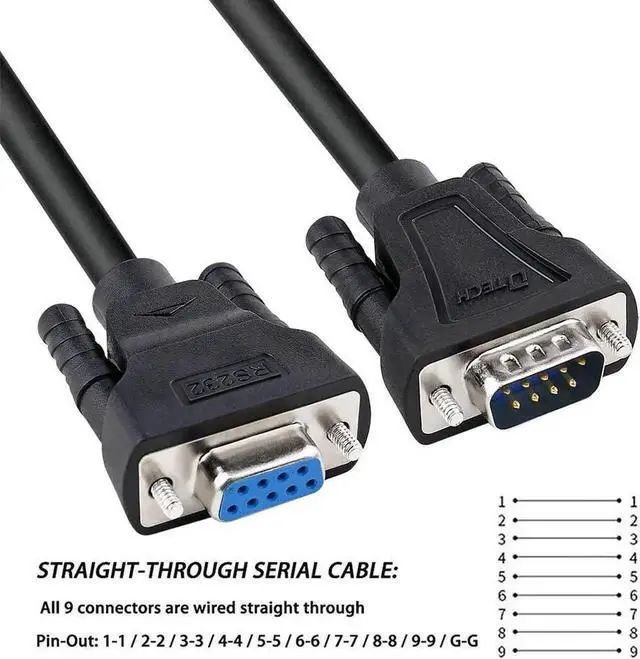 Alt view image 3 of 6 - DTech 15ft COM Port Serial Cable Male to Female RS232 Extension 9 Pin Straight Through Cord