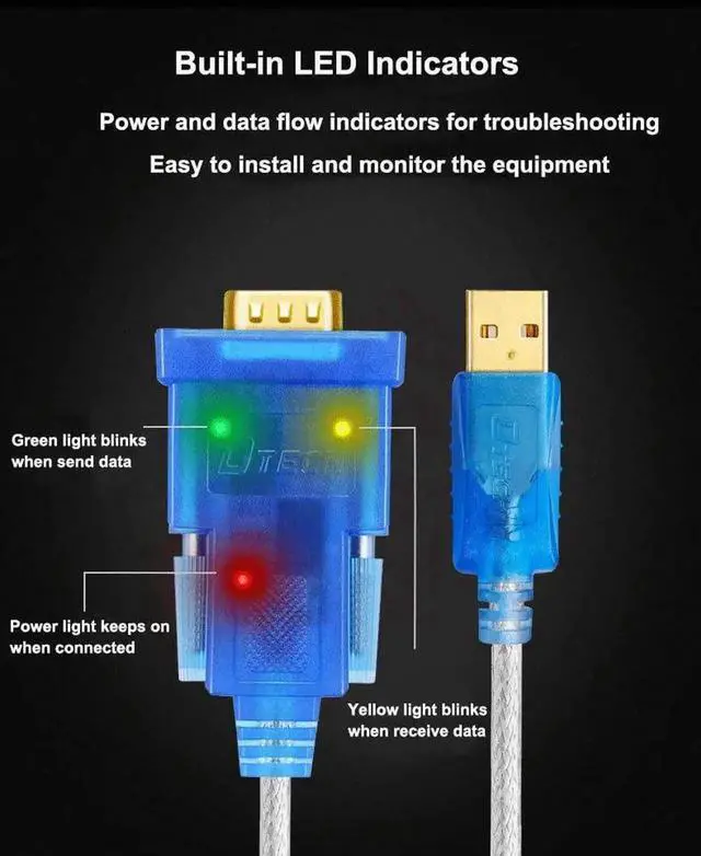 Alt view image 7 of 7 - DTech USB to Serial Adapter Cable with FTDI FT232RL Chipset DB9 RS232 Male Port Supports Windows 11 10 8 7 and Mac Linux (6 Feet)