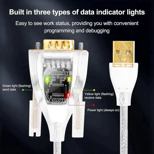 Alt view image 3 of 7 - DTECH USB to Serial Adapter Features FTDI Chip DB9 9 Pin RS232 to USB Cable FT231 Chipset Compatible with Windows 11 10 8 7 XP Mac OS Linux RS-232 Data Lights Detect