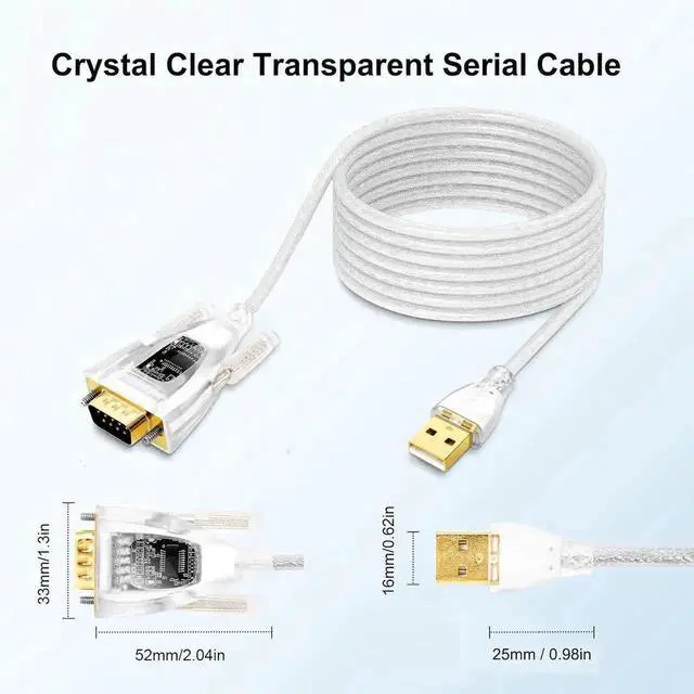 Alt view image 7 of 7 - DTECH USB to Serial Adapter Features FTDI Chip DB9 9 Pin RS232 to USB Cable FT231 Chipset Compatible with Windows 11 10 8 7 XP Mac OS Linux RS-232 Data Lights Detect