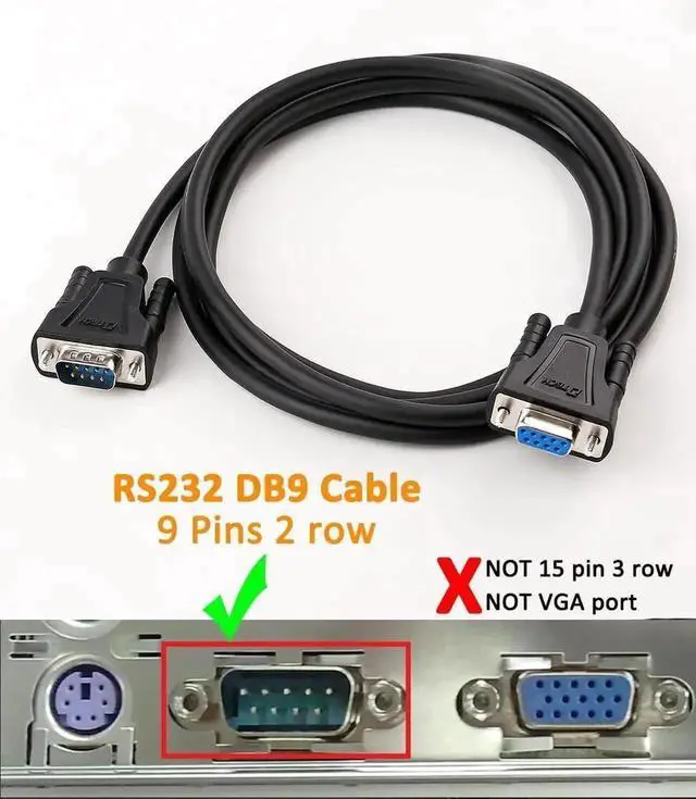 Alt view image 2 of 7 - DTech DB9 RS232 Serial Cable Male to Female Null Modem Cord Full Handshaking 7 Wire Crossover for Data Communication Computer Switch Router (5 Feet, Black)