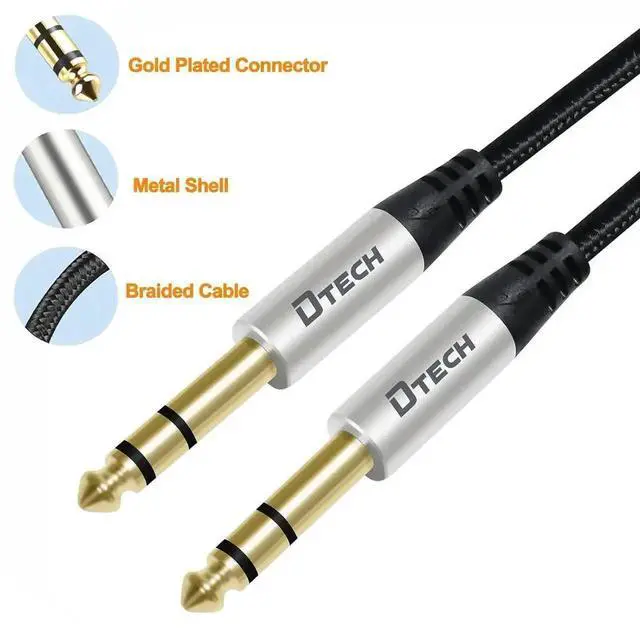 Alt view image 3 of 6 - DTECH 3ft Electric Guitar Cable TRS 1/4 Instrument Cord Aux Balanced Stereo Jack Quarter Inch 6.35mm for DJ Speakers Amplifier Bass Studio Audio Monitor Mixer