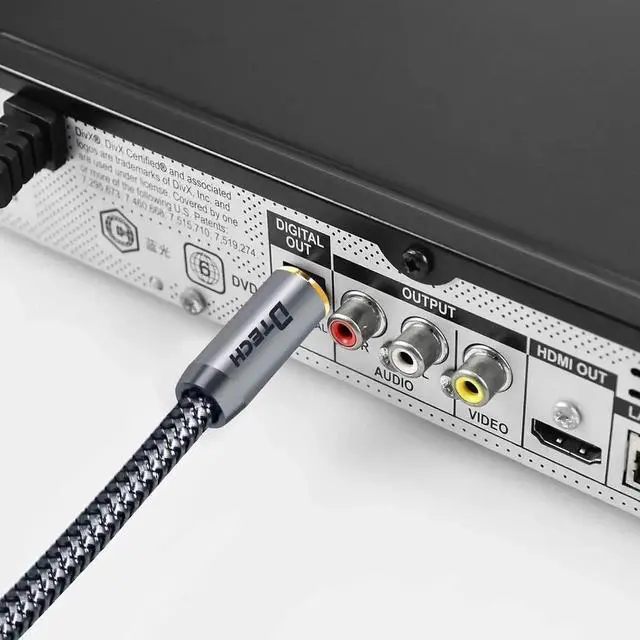 Alt view image 3 of 6 - DTECH Toslink Digital Optical Audio Cable 3ft for Soundbar TV Receiver Home Theater SPDIF 5.1 7.1 Surround Sound System Stereo Speaker DVD CD Xbox/PS4, Copper Shell, Braided Jacket, 3 Feet, Grey