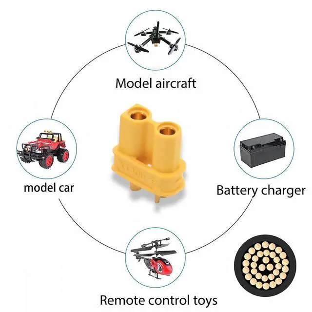 Alt view image 6 of 7 - XT30 Female to Female 18AWG Extension Cable Connector for RC Battery Portable Power Station Solar Panel