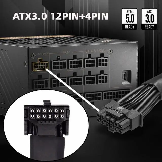 Alt view image 6 of 7 - 12VHPWR ATX3.0 PCI-E 5.0 Power Modular Cable Male to Female Down Angled 90 Degree Extension for 3080 3090TI PSU 16Pin 12+4P Graphics Card