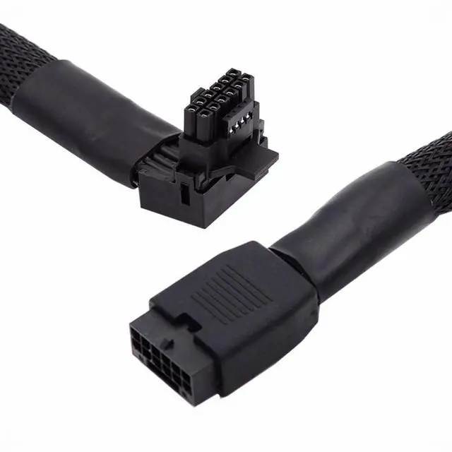 Alt view image 2 of 7 - 12VHPWR ATX3.0 PCI-E 5.0 Power Modular Cable Male to Female Up Angled 90 Degree Extension for 3080 3090TI PSU 16Pin 12+4P Graphics Card