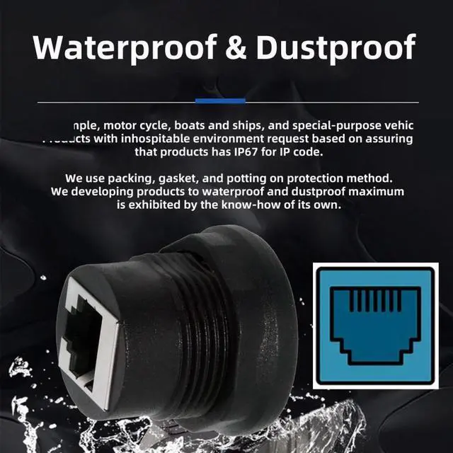 Alt view image 3 of 7 - Waterproof UTP STP RJ45 Female to CAT5E Female Networking Patch Extension Adapter Coupler Car Panel Mount Design