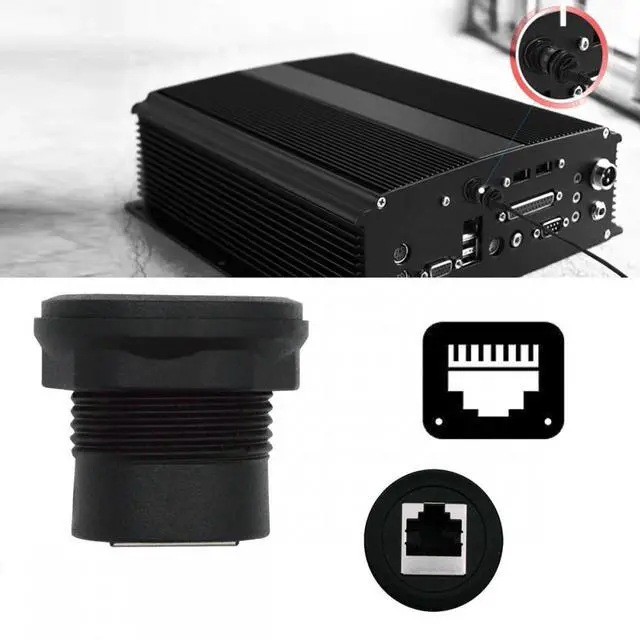 Alt view image 4 of 7 - Waterproof UTP STP RJ45 Female to CAT5E Female Networking Patch Extension Adapter Coupler Car Panel Mount Design