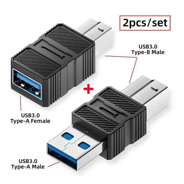 Alt view image 2 of 5 - 2pcs/lot USB 3.0 Type-B Male to USB3.0 Type-A Male Female Adapter Extension 5Gbps for Disk SSD Camera Data
