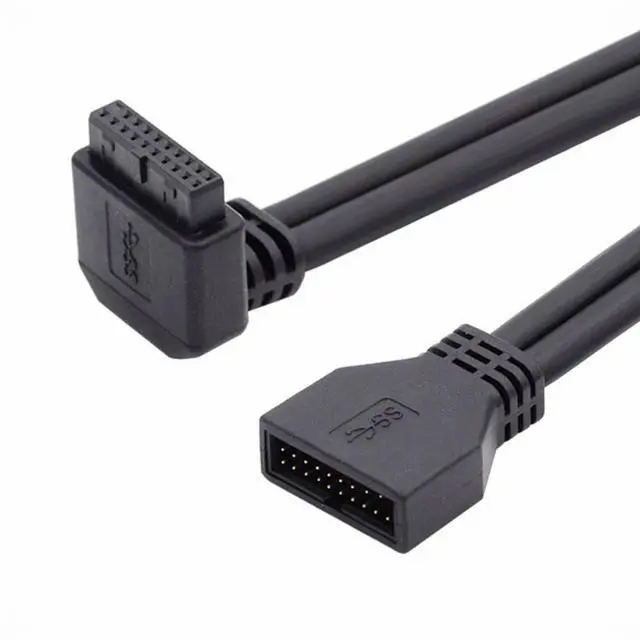 Alt view image 2 of 5 - Up Angled USB 3.0 20Pin 19Pin Male to Female Extension 5Gbps Cable 90 Degree for Motherboard Mainboard