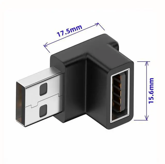 Alt view image 2 of 5 - 10Gbps USB3.0 Male to Female Extension Power Data Video Adapter 90 Degree Down Angled Type