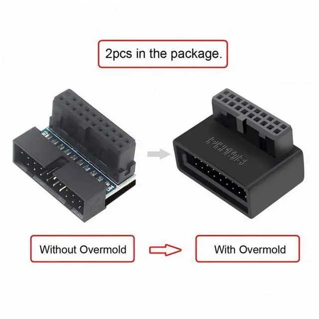 Alt view image 2 of 5 - 1Set USB 3.0 20pin Male to Female Extension Adapter Up Down Angled 90 Degree Overmold