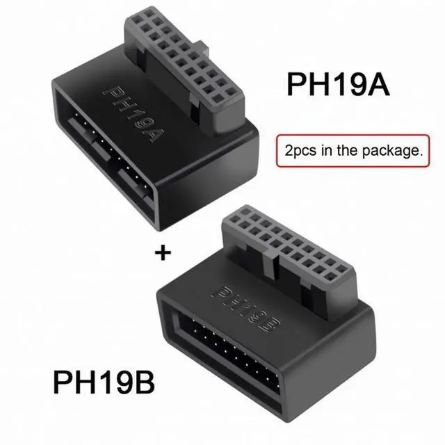 Alt view image 5 of 5 - 1Set USB 3.0 20pin Male to Female Extension Adapter Up Down Angled 90 Degree Overmold