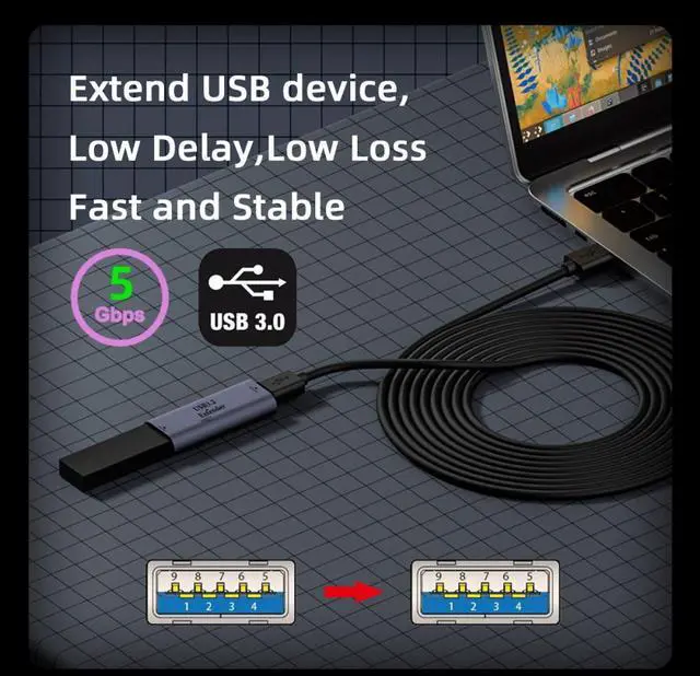 Alt view image 3 of 5 - USB 3.0 Active Repeater Adapter Type-A Female to Type-A Female Extender with Chipset for Camera Printer Computer