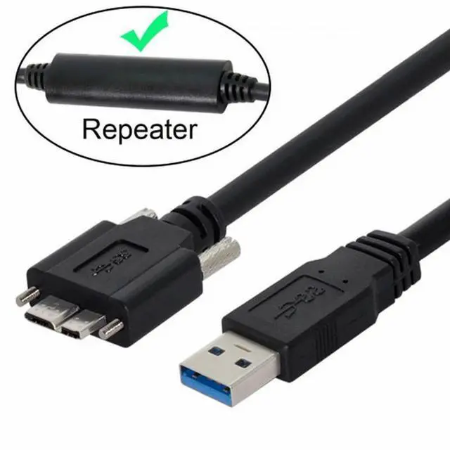 Main image of 8m USB 3.0 A Type Repeater Cable Male to Micro USB 3.0 B Male with Mount Panel Screws for Camera